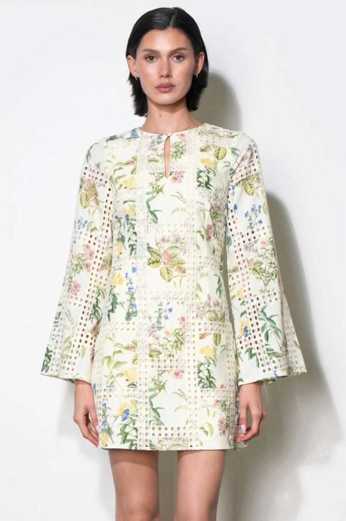 MARSHALL EMBROIDERY EYELET MINI DRESS