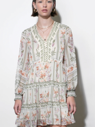 ALEXIS DEEP V TIERED PULLOVER DRESS