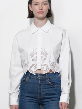 FINLEY EMBROIDERED HEM BUTTON UP SHIRT