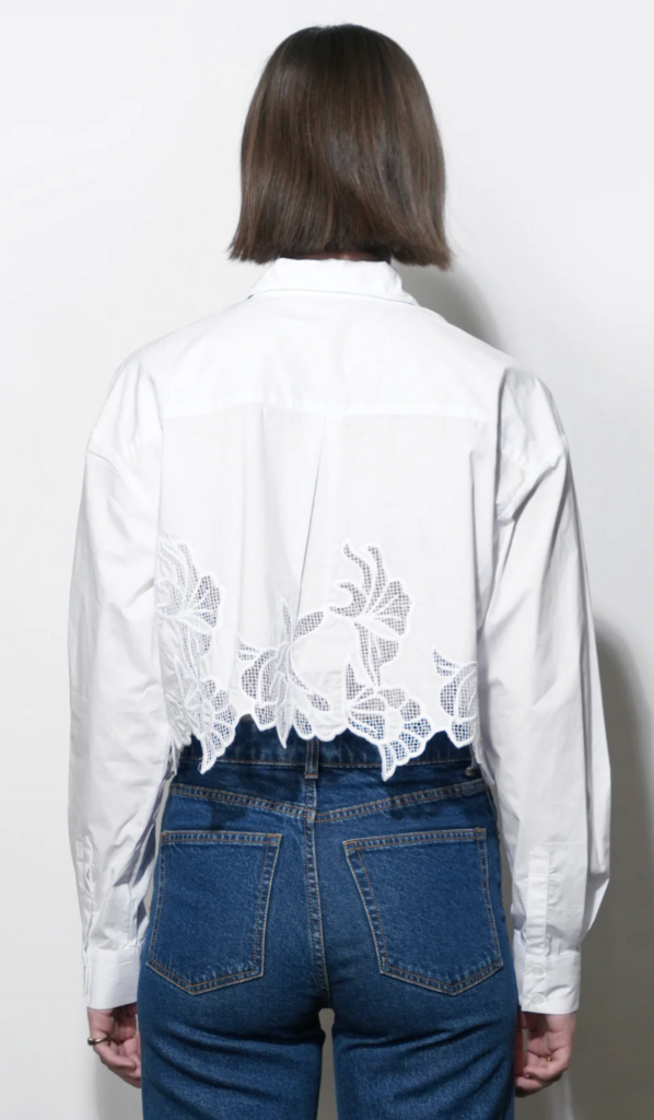 FINLEY EMBROIDERED HEM BUTTON UP SHIRT