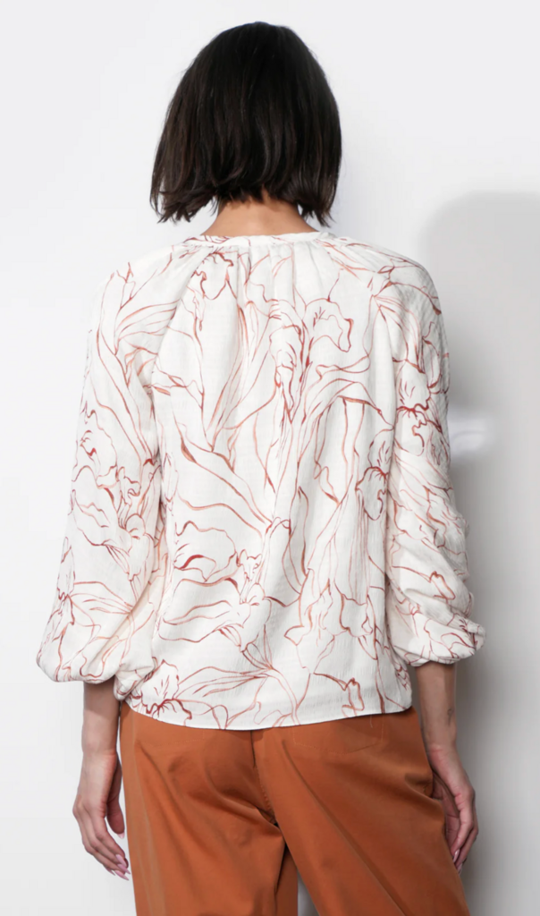 PENELOPE BUBBLE SLEEVE TIE NECK BLOUSE