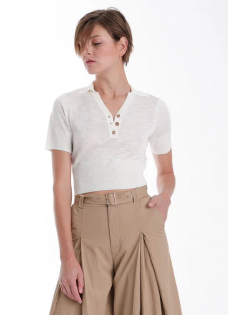 KARINA GRIMALDI ASPEN KNIT TOP WHITE