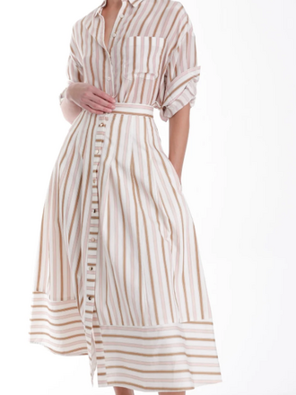 KARINA GRIMALDI SPENCER STRIPED MIDI SKIRT STRIPE MULTI