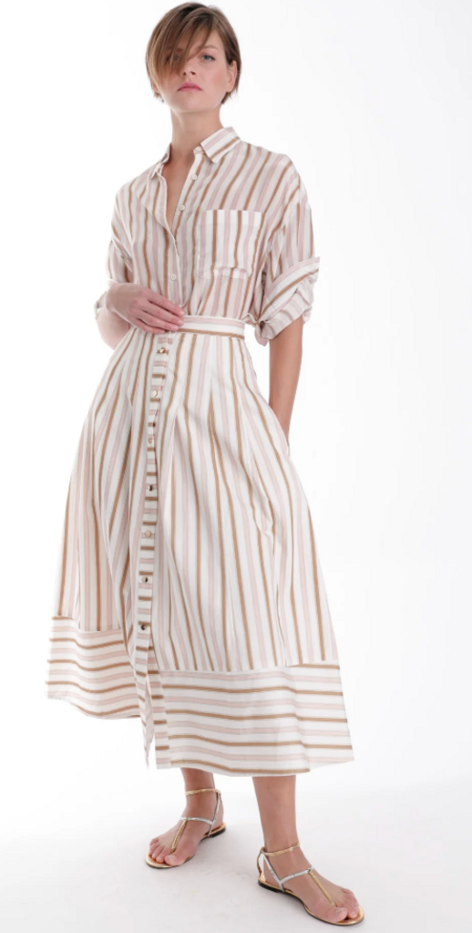 KARINA GRIMALDI SPENCER STRIPED MIDI SKIRT STRIPE MULTI