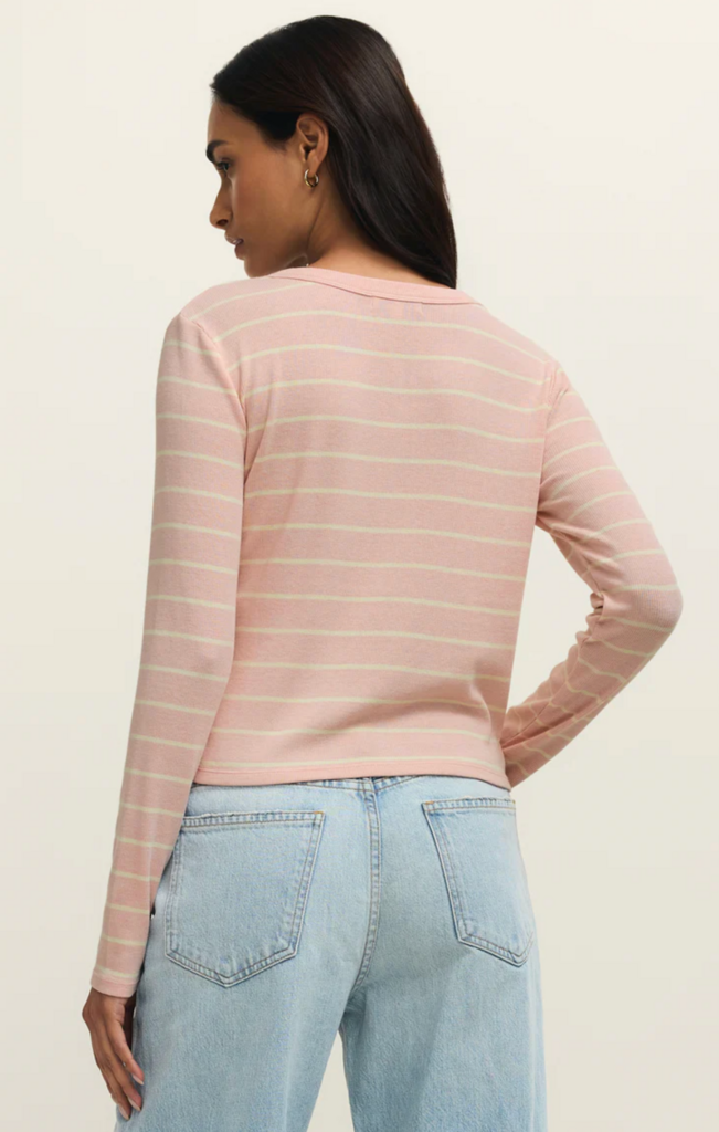 Z SUPPLY FERRIS CROPPED STRIPED HENLEY TOP