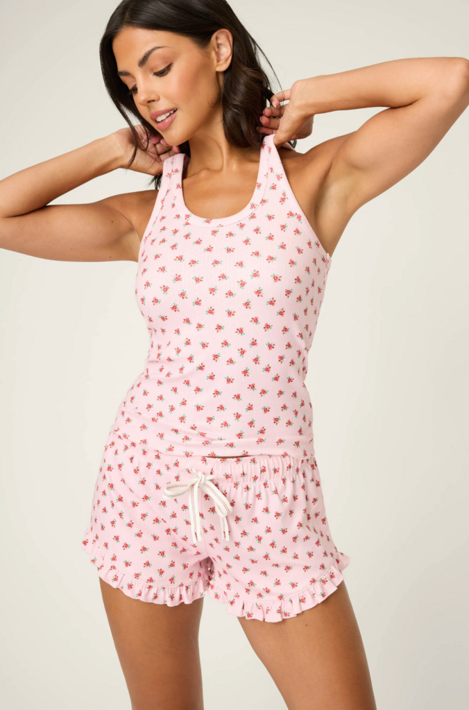 PJ SALVAGE CRAZY FOR THE HOLIDAYS DITSY FLORAL SHORTS SET