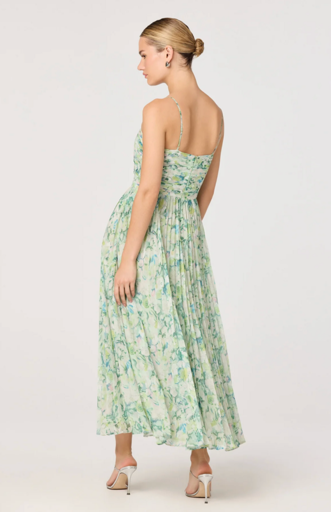 ASTR BAYLEY PLEATED FLORAL MAXI DRESS