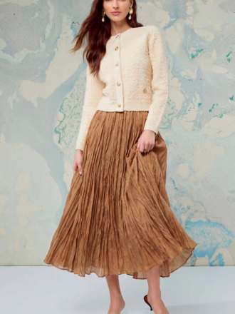 ASTR FIORI FLARED PLEATED MAXI SKIRT