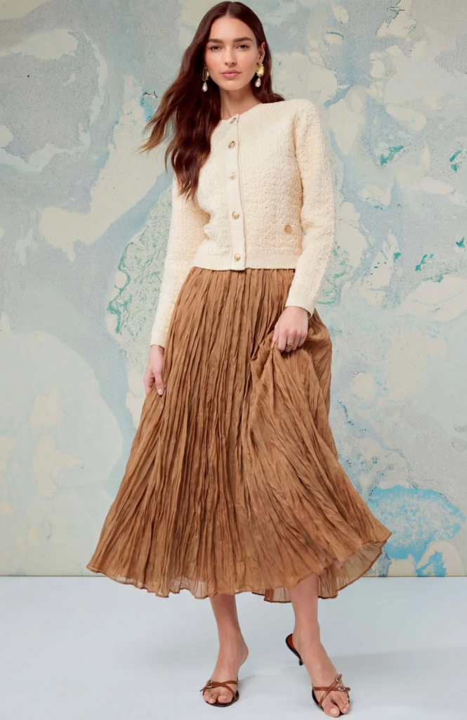 ASTR FIORI FLARED PLEATED MAXI SKIRT