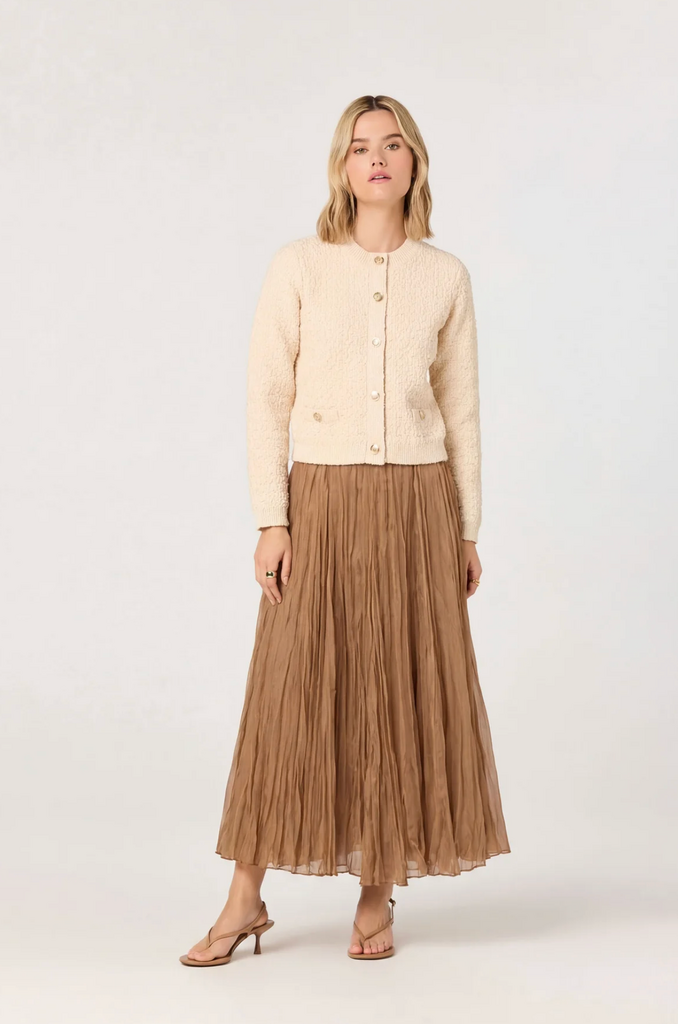 ASTR FIORI FLARED PLEATED MAXI SKIRT