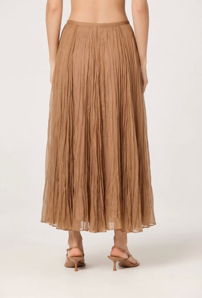 ASTR FIORI FLARED PLEATED MAXI SKIRT
