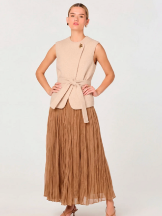 ASTR DARRIEN BELTED ASSYMETRIC TEDDY VEST