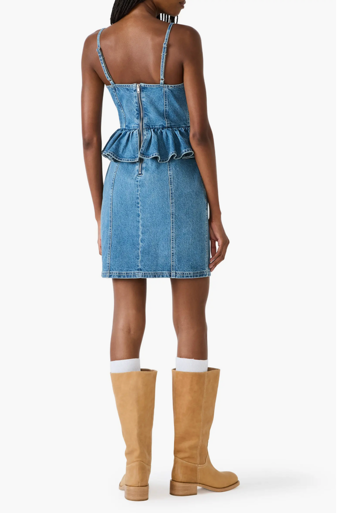 STEVE MADDEN GISELIA DENIM PEPLUM DRESS