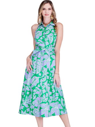 FITTED HALTER SHIRTDRESS