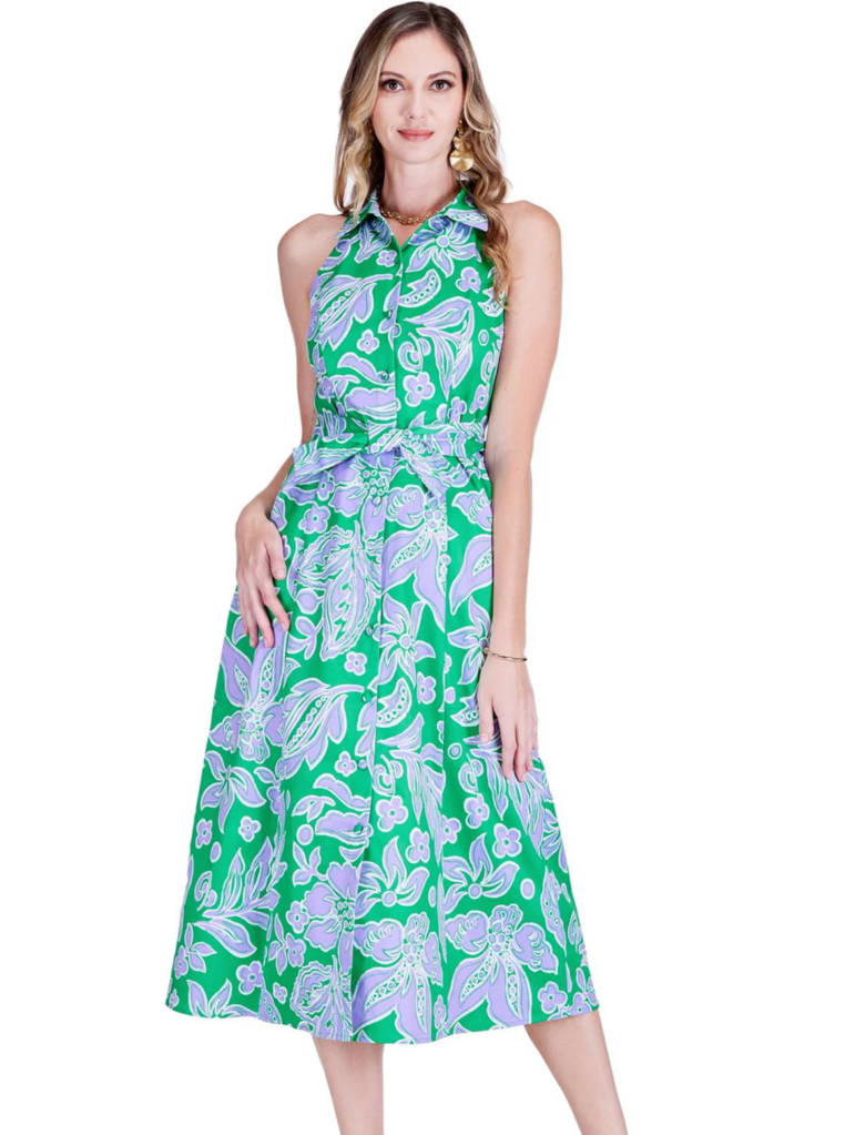 FITTED HALTER SHIRTDRESS