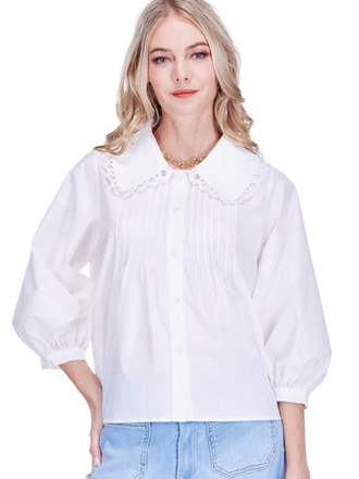 PIN TUCK COLLAR BLOUSE