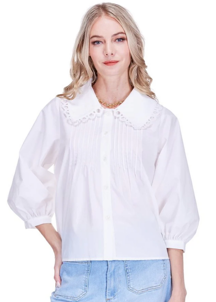PIN TUCK COLLAR BLOUSE