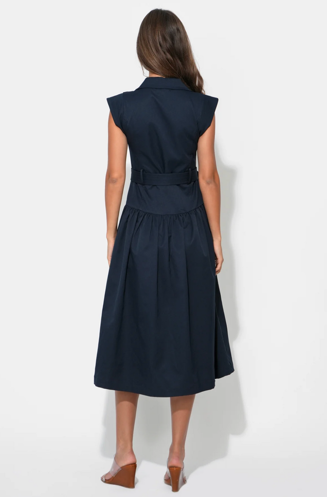 OLIVIA BUTTON UP BELTED SHIRT MIDI DRESS