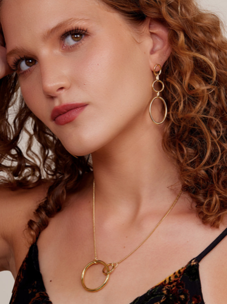 DOUBLE CIRCLE PENDANT SHORT NECKLACE