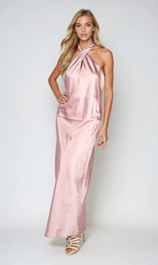 SINCERELY OURS GIA MIDI DRESS MAUVE SATIN