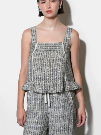 NOVA STRIPE PATTERN SQUARE NECK SLEEVELESS TOP