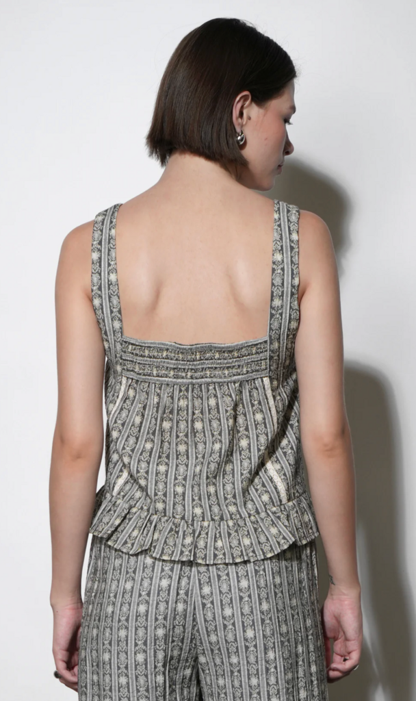 NOVA STRIPE PATTERN SQUARE NECK SLEEVELESS TOP