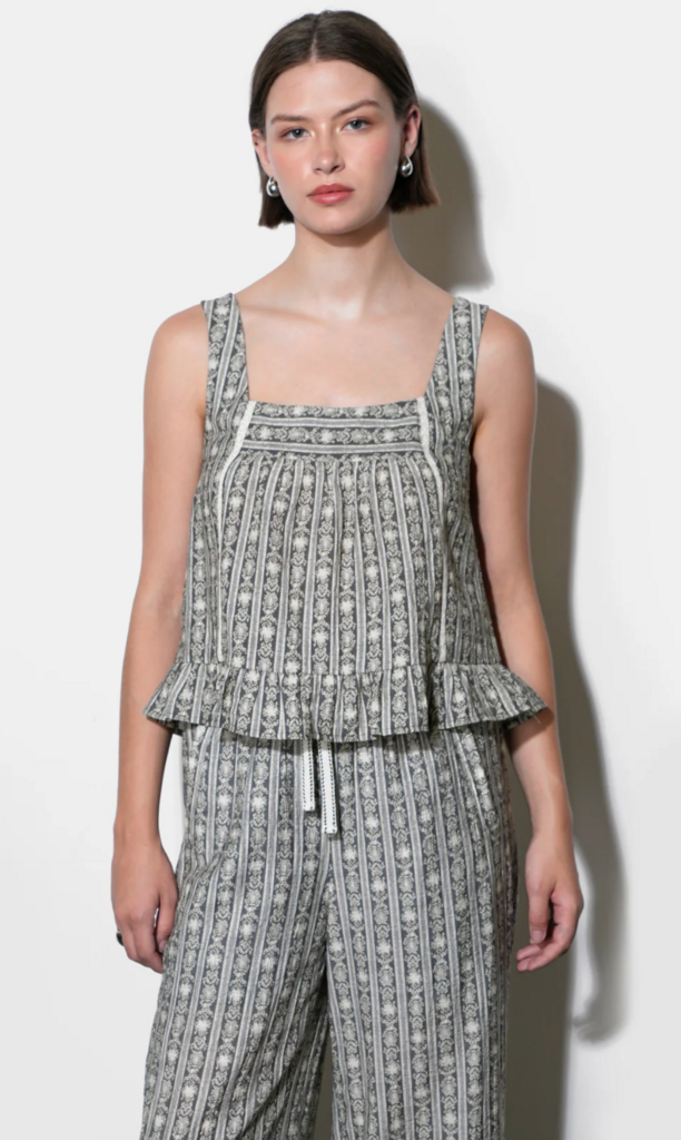 NOVA STRIPE PATTERN SQUARE NECK SLEEVELESS TOP