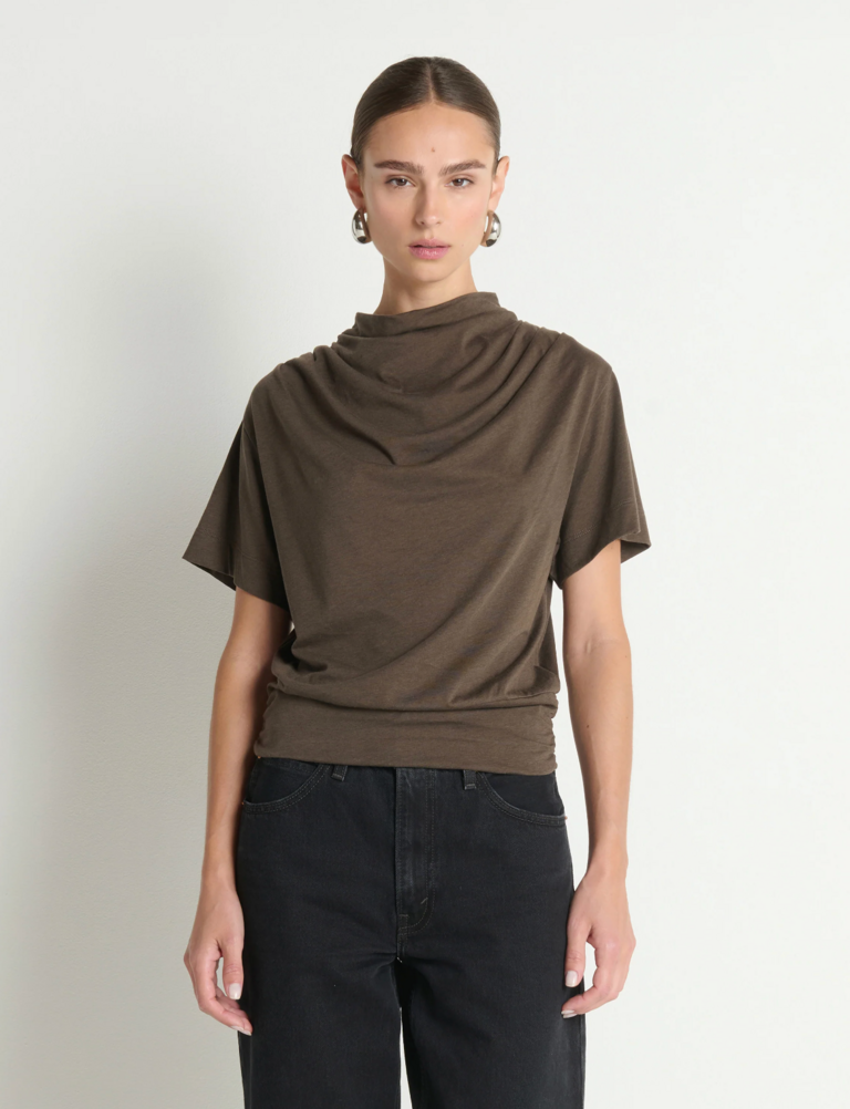 NATION LTD DARYL COWLNECK TEE ESPRESSO