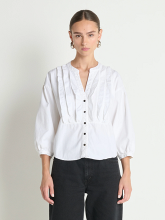 NATION LTD AMELIA RUFFLE SHIRT PORCELAIN