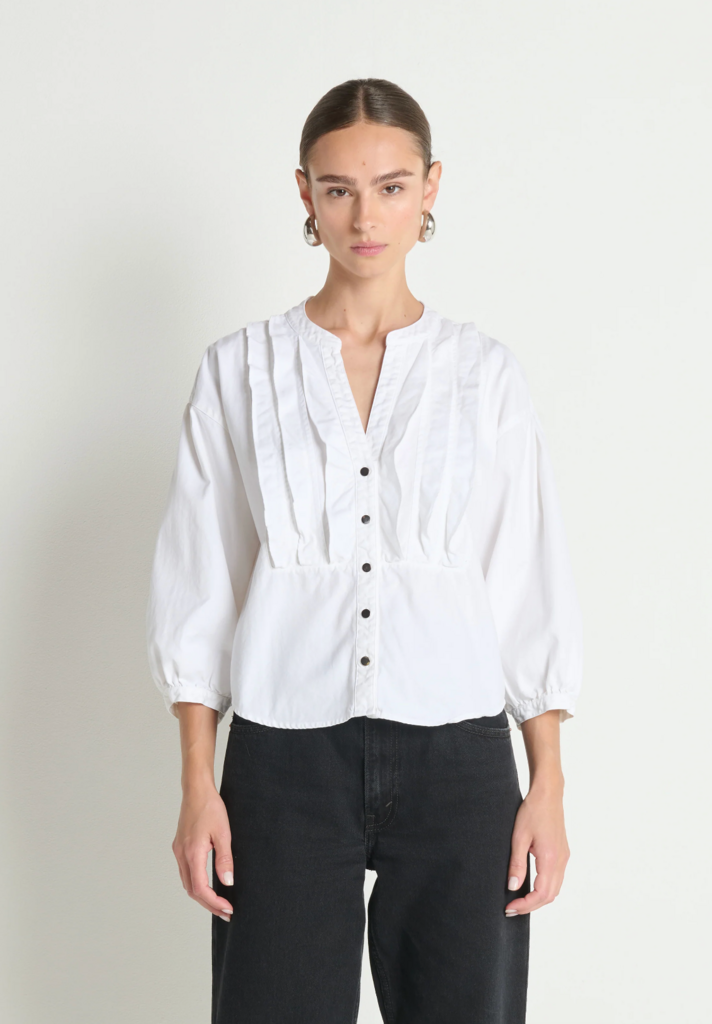 NATION LTD AMELIA RUFFLE SHIRT PORCELAIN