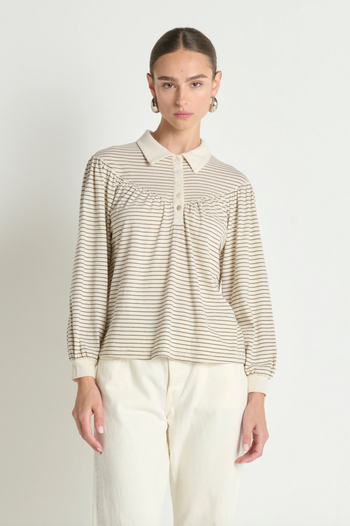 NATION LTD CECILA TEE ESPRESSO PINSTRIPE