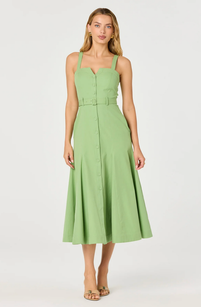ASTR MCKINLEY BUTTON FRONT MIDI DRESS