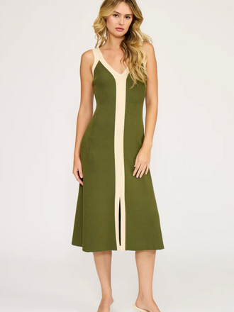 Lucy Paris ANALISE COLOR BLOCK MIDI DRESS