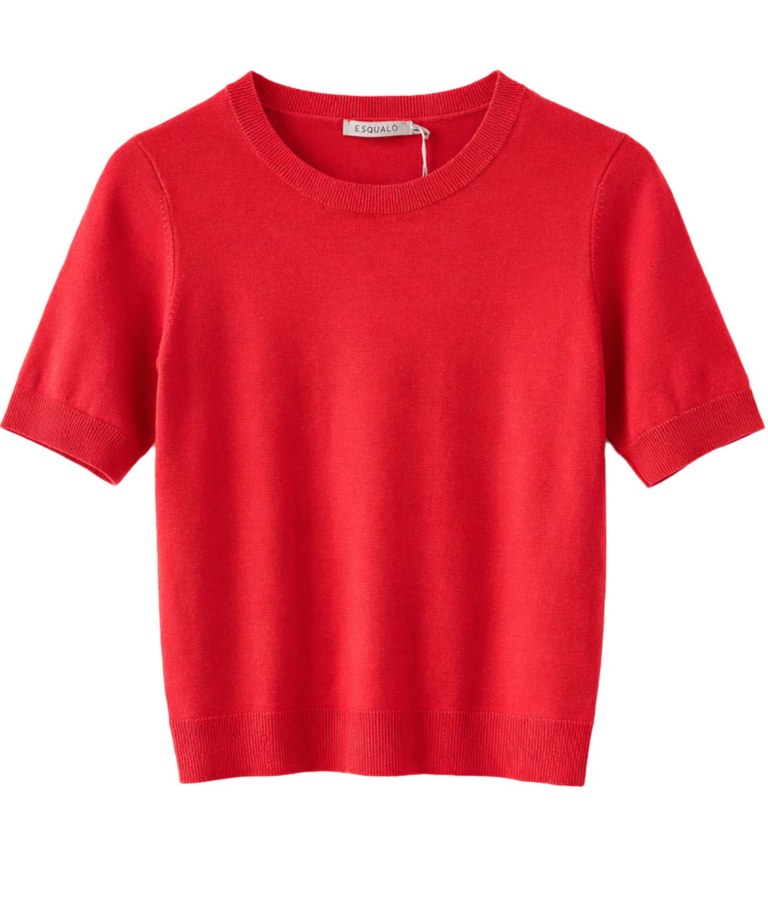 ESQUALO SHORT SLEEVE BASIC KNIT SWEATER