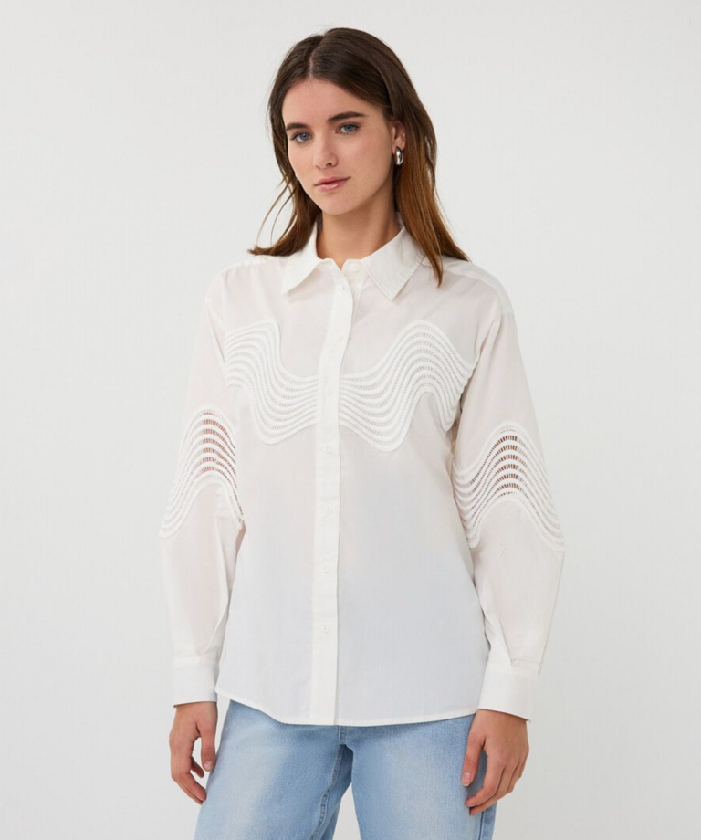 ESQUALO LACE POPLIN BLOUSE