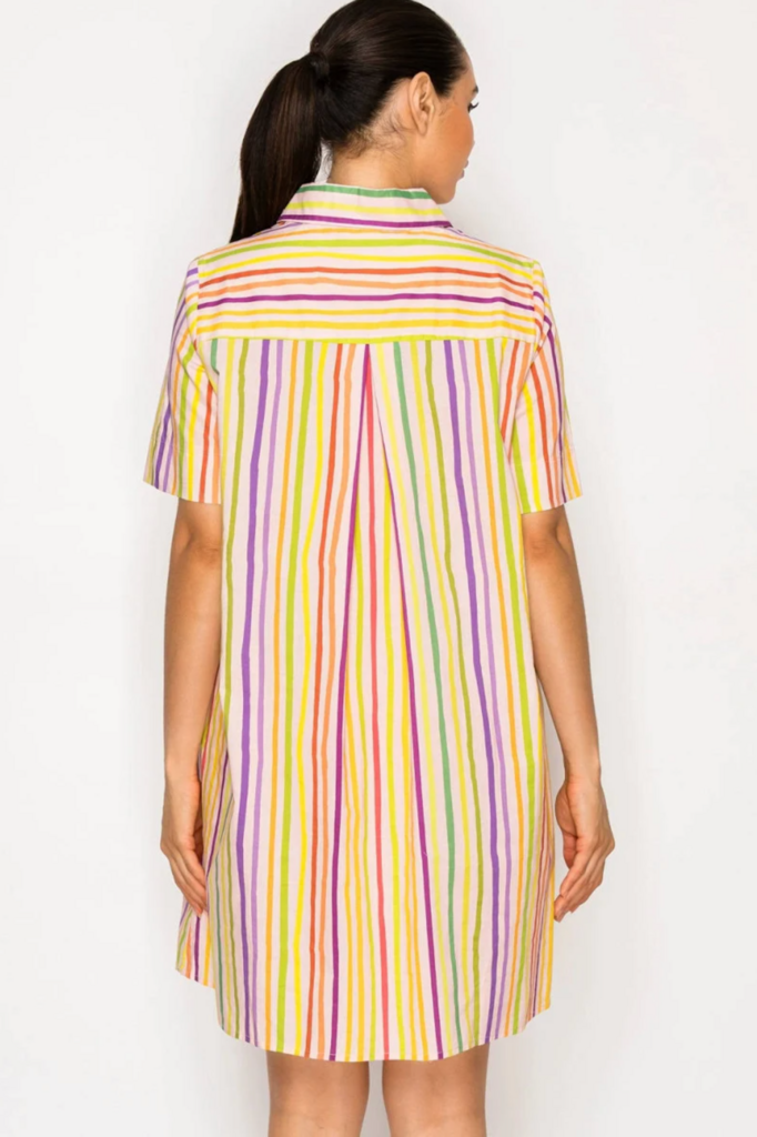 MEET ME IN SANTORINI PARALIA STRIPES SHIRT DRESS