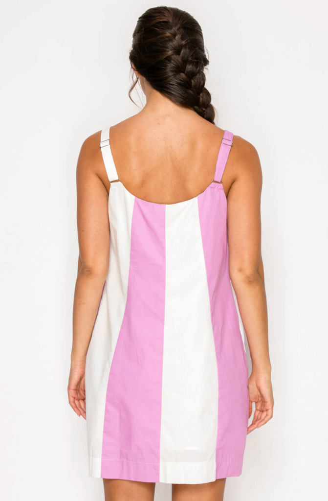 MEET ME IN SANTORINI PINK POPLIN COLOR BLOCK DRESS