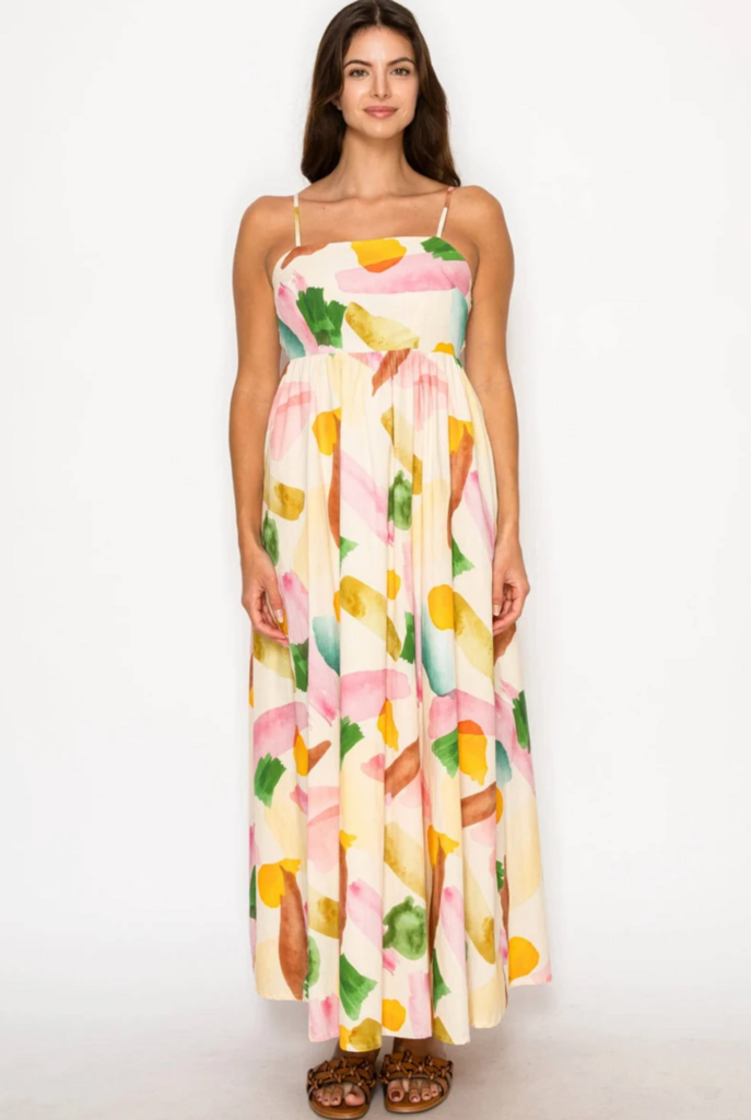 MEET ME IN SANTORINI NYMPHA BLOOM MAXI DRESS