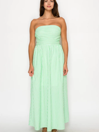 MEET ME IN SANTORINI VERDE STRIPE MAXI DRESS