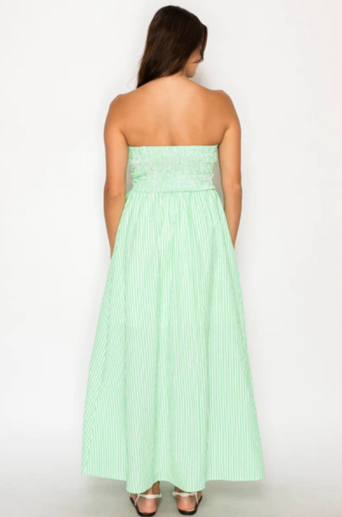 MEET ME IN SANTORINI VERDE STRIPE MAXI DRESS