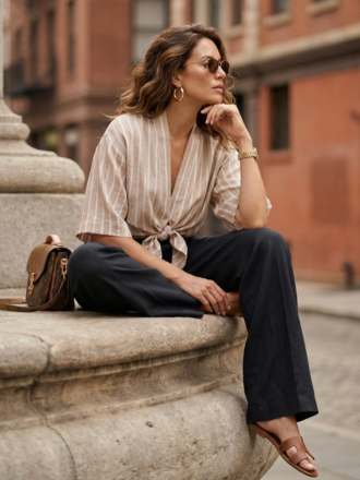 FIFTEEN TWENTY BERNICE TIE-FRONT BLOUSE