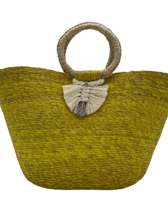WOVEN PALM BEACH TOTE YELLOW