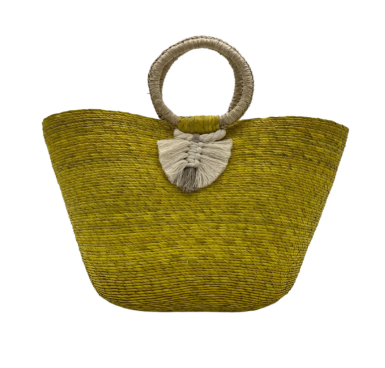 WOVEN PALM BEACH TOTE YELLOW
