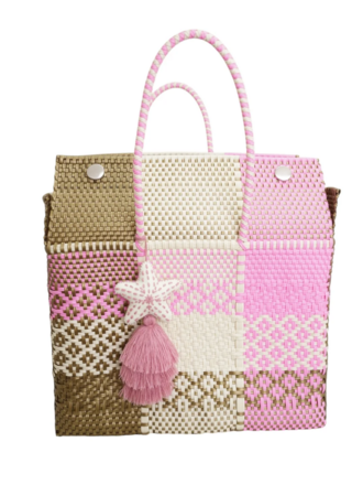 CHISME LIFESTYLE OVERNIGHTER RECYCLED PLASTIC BAG WITH LID PINK GOLD BONE