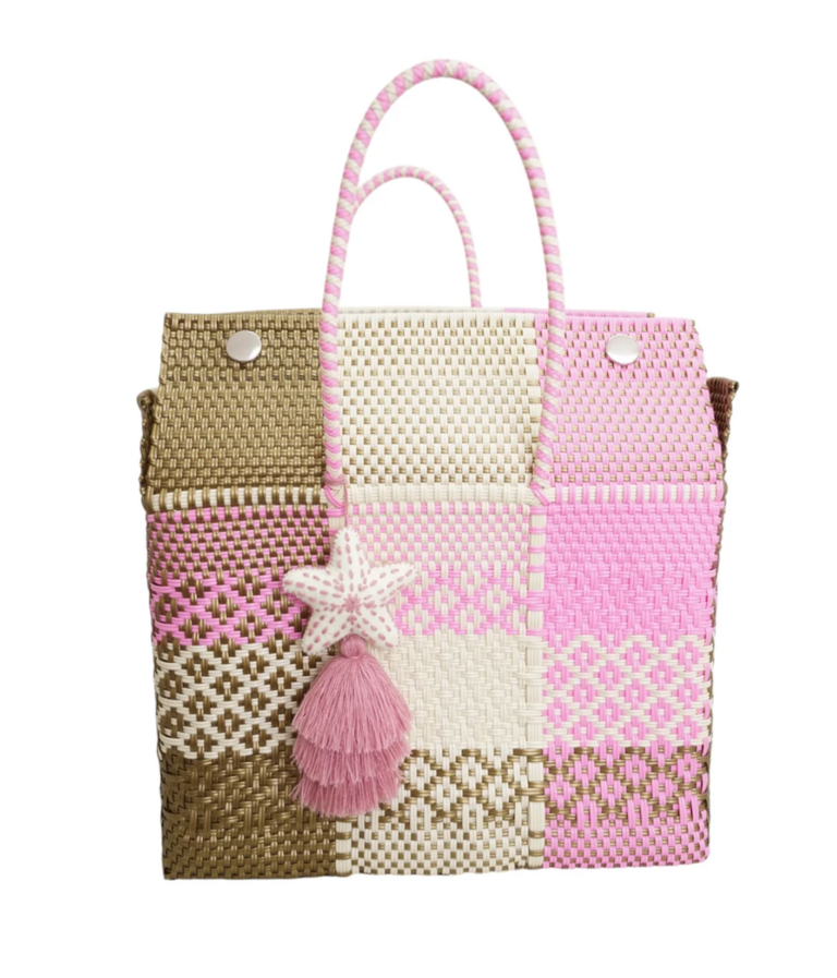 CHISME LIFESTYLE OVERNIGHTER RECYCLED PLASTIC BAG WITH LID PINK GOLD BONE