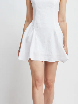 SIENNA MINI DRESS WHITE LINEN