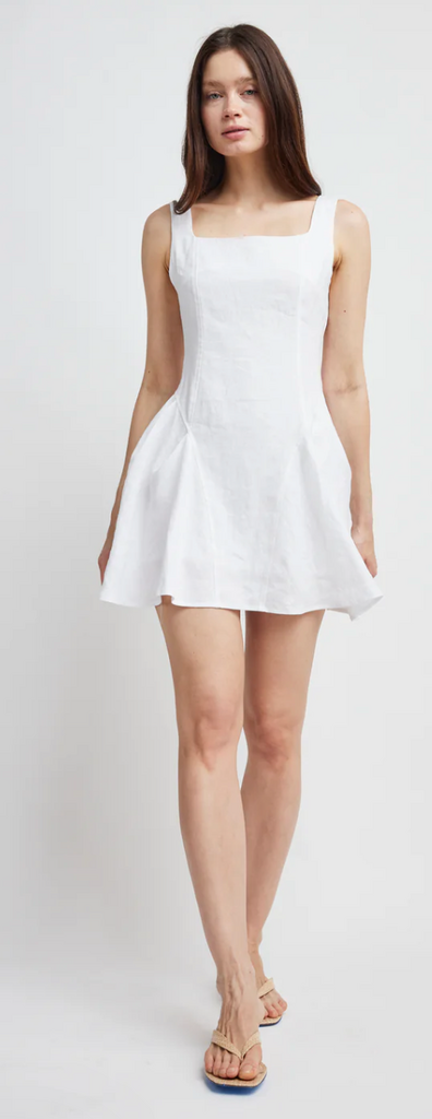 SIENNA MINI DRESS WHITE LINEN
