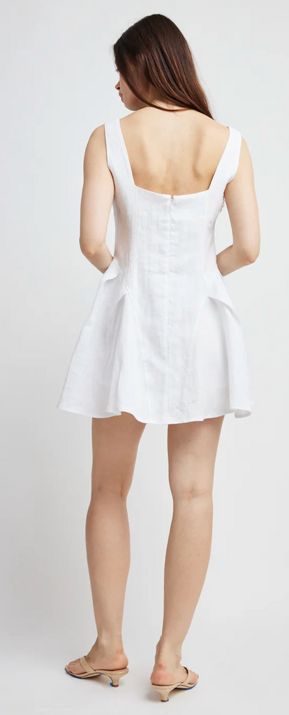 SIENNA MINI DRESS WHITE LINEN