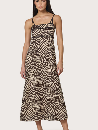 LUSANA CANDICE CONTRAST LINEN MAXI DRESS ZEBRA