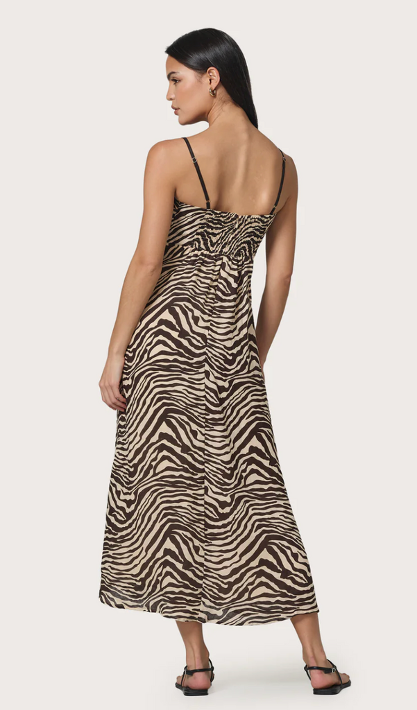 LUSANA CANDICE CONTRAST LINEN MAXI DRESS ZEBRA